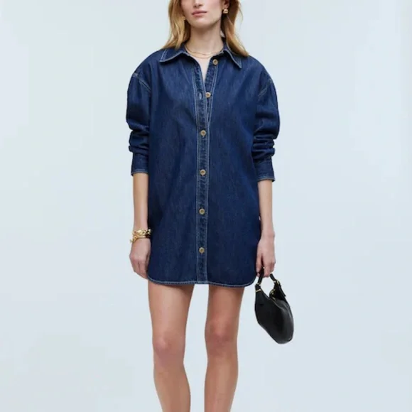 Madewell | Dresses | Madewell Denim Oversized Mini Shirtdress Classic Blue  Womens Small Euc Dress | Poshmark